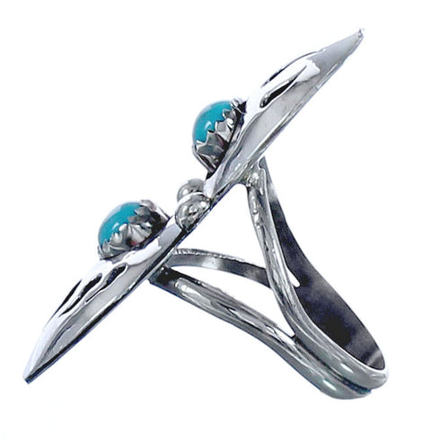 Traditional Navajo Design Double Bear Paw Turquoise Sterling Silver Ring Size 6-1/4 CB118306